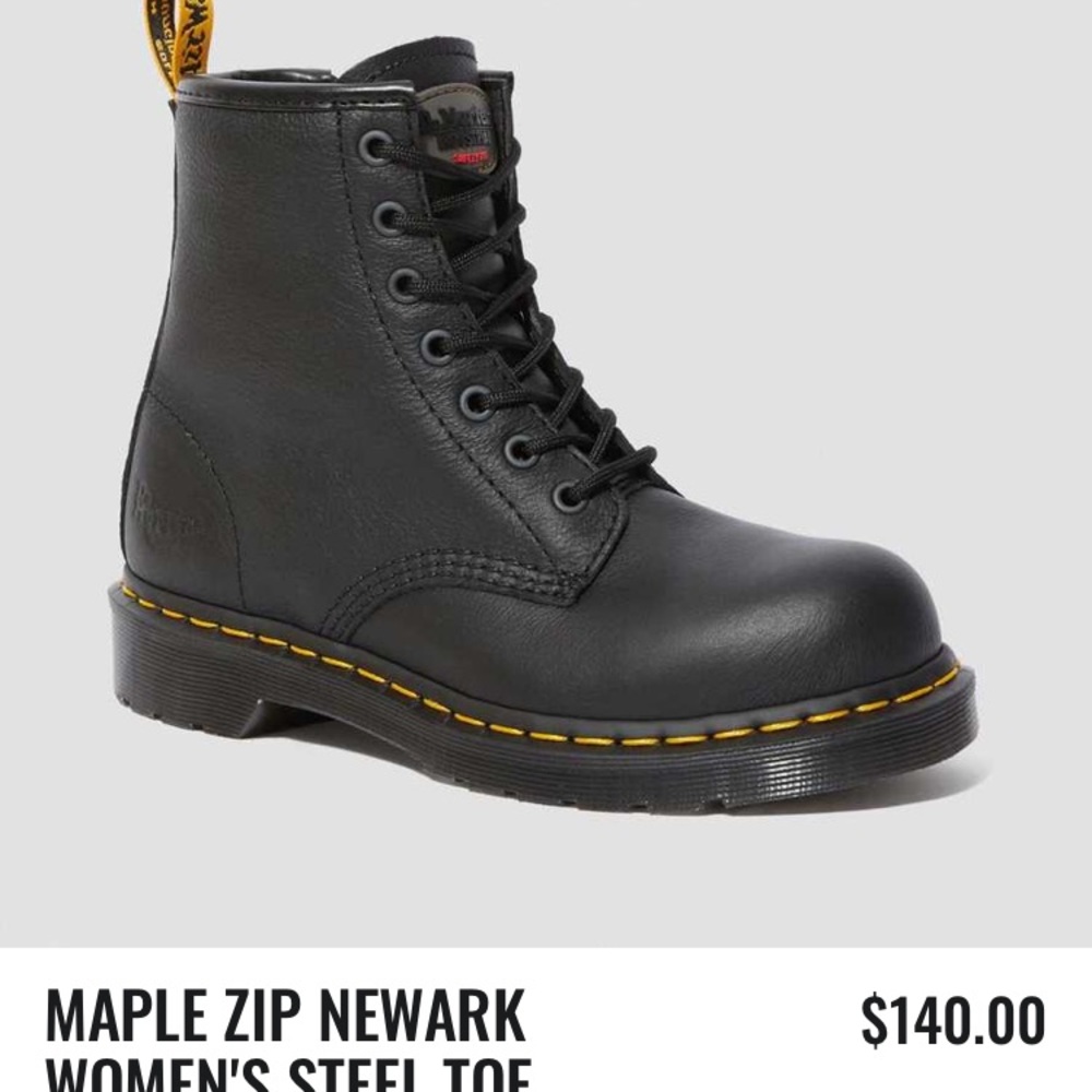 NWOT Size 6 dr martens maple zip industrial safety steel toe work boots